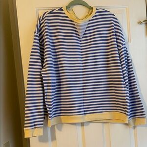 We The Free Classic Striped Oversized Crewneck. Size M. Cobalt Combo.